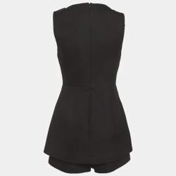 Pre Owned Maje Black Gabardine Crystal Detail Playsuit M