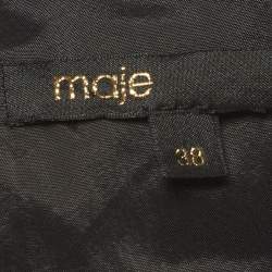 Pre Owned Maje Black Gabardine Crystal Detail Playsuit M
