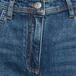 مملوكة مسبقًا Maje Blue Denim Scalloped Hem Shorts S/Waist 26"