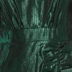 مملوكة مسبقًا Maje Green Herringbone Lurex Frilled Mini Dress L