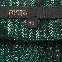 مملوكة مسبقًا Maje Green Herringbone Lurex Frilled Mini Dress L