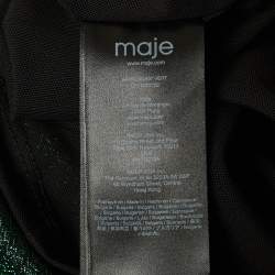 مملوكة مسبقًا Maje Green Herringbone Lurex Frilled Mini Dress L
