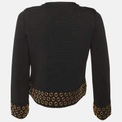 Pre Owned Maje Black Knit Eyelet Detail Shrug M