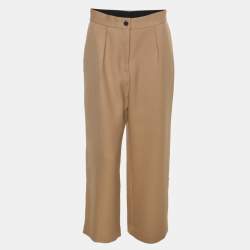 Pre Owned Maje Khaki Brown Rib Knit Wide Trouser M