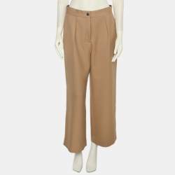 Pre Owned Maje Khaki Brown Rib Knit Wide Trouser M