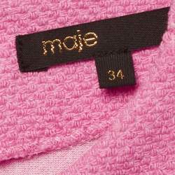 Pre Owned Maje Pink Tweed Sleeveless Mini Dress XS