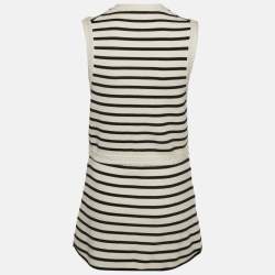 Pre Owned Maje White/Black Striped Knit Vest and Mini Skirt Set XS/S
