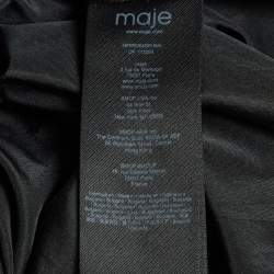 Pre Owned Maje Black Rib Knit and Crepe Flared Midi Dress S