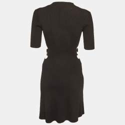 Pre Owned Maje Black Rib Knit Waist Cut-Out Mini Dress S