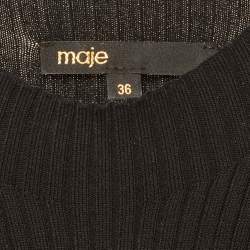 Pre Owned Maje Black Rib Knit Waist Cut-Out Mini Dress S