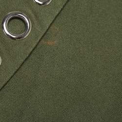 Pre Owned Maje Olive Green Denim Eyelet Detail Ramil Mini Dress M