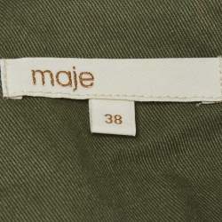 Pre Owned Maje Olive Green Denim Eyelet Detail Ramil Mini Dress M