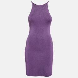 Pre Owned Maje Purple Metallic Knit Rouliana Mini Dress XS