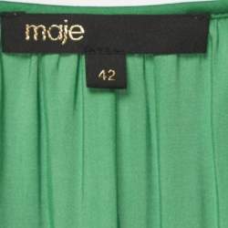 Pre Owned Maje Green Satin Ruffled Midi Dress XL