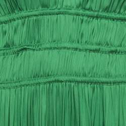 Pre Owned Maje Green Satin Ruffled Midi Dress XL