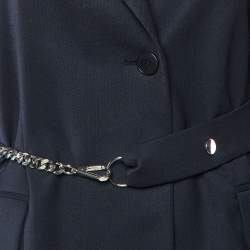 Pre Owned Maje Navy Blue Wool Chain Detail Blazer S