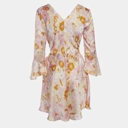 مملوكة مسبقًا فستان ميني ساتان بطبعة زهرية من ماج باللون الوردي مقاس متوسط