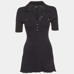 Pre Owned Maje Black Rib Knit Flared Mini Dress S