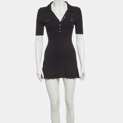 Pre Owned Maje Black Rib Knit Flared Mini Dress S