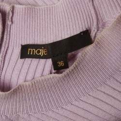 Pre Owned Maje Lilac Rib Knit Cut Out Detail Mini Dress S
