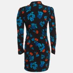 Pre Owned Maje Black Floral Printed Crepe Mini Dress S