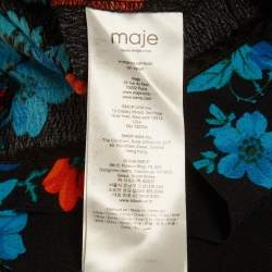 Pre Owned Maje Black Floral Printed Crepe Mini Dress S