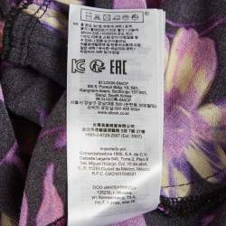 Pre Owned Maje Black & Purple Floral Printed Crepe Mini Dress S