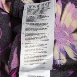 Pre Owned Maje Black & Purple Floral Printed Crepe Mini Dress S