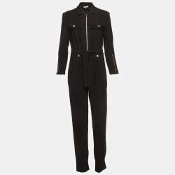 Pre Owned Maje Black Crepe Zip Front Jumpsuit M