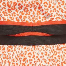 Pre Owned Maje Orange Printed Crepe Cut Out Detail Midi Dress S