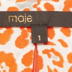 Pre Owned Maje Orange Printed Crepe Cut Out Detail Midi Dress S
