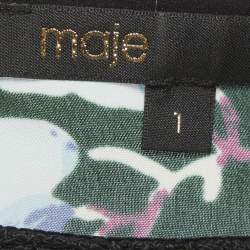 Pre Owned فستان قصير ميني ماج بتفاصيل دانتيل وطبعة زهور باللون الأخضر من الحرير مقاس صغير