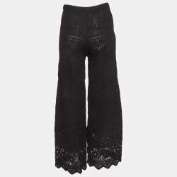 مملوكة مسبقًا Maje Black Crochet Knit Wide Leg Trousers S