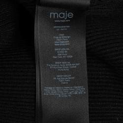 Pre Owned Maje Black Knit Sleeveless V-Neck Midi Dress M 
