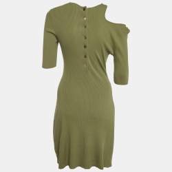 مملوكة مسبقًا Maje Green Rib Knit Cut-Out Riviana Mini Dress M