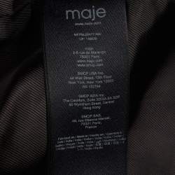 Pre Owned Maje Black Leather Zip-Up Biker Jacket S