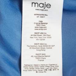 Pre Owned Maje Blue Satin Smocked Neck-Tie Tiered Mini Dress XS