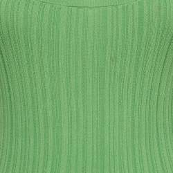 Pre Owned Maje Green Stretch Rib Knit Round Neckline Tank Top S
