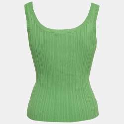 Pre Owned Maje Green Stretch Rib Knit Round Neckline Tank Top S