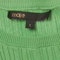 Pre Owned Maje Green Stretch Rib Knit Round Neckline Tank Top S