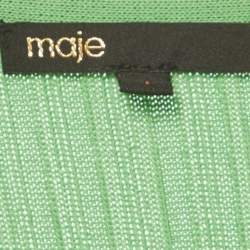 Pre Owned Maje Green Stretch Rib Knit Ruffle Cardigan S