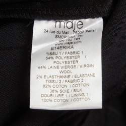 Pre Owned Maje Black Wool Blend Satin Stripe Tailored Erika Trousers S