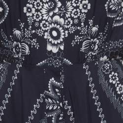 Pre Owned Maje Navy Blue Bandana Print Crepe Maxi Shirt Dress S