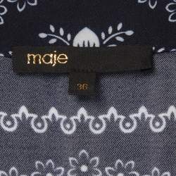 Pre Owned Maje Navy Blue Bandana Print Crepe Maxi Shirt Dress S