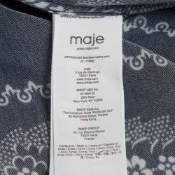 Pre Owned Maje Navy Blue Bandana Print Crepe Maxi Shirt Dress S