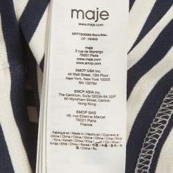 Pre Owned Maje White/Navy Striped Jersey Long Sleeved Breton T-Shirt L