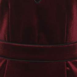 Pre Owned Maje Burgundy Velvet Sleeveless Flared Knee Length Dress S