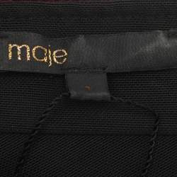Pre Owned Maje Burgundy Velvet Sleeveless Flared Knee Length Dress S