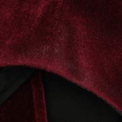 Pre Owned Maje Burgundy Velvet Sleeveless Flared Knee Length Dress S