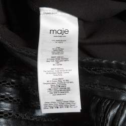 Pre Owned Maje Black Striped Coated Mesh Flared James Skirt S